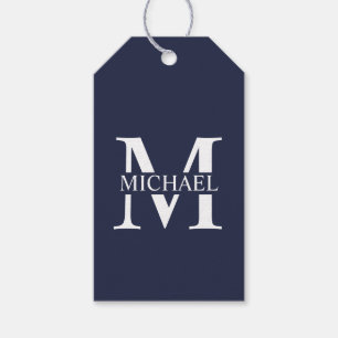 Navy Blue Personalized Monogram and Name Gift Tags