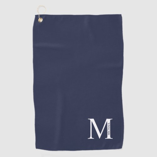 Navy Blue Personalized Monogram and Name Golf Towel