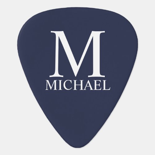 Navy Blue Personalized Monogram and Name Guitar Pick