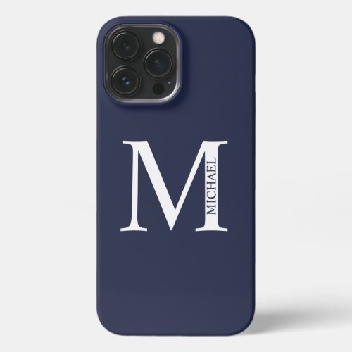 Navy Blue Personalized Monogram and Name iPhone 13 Pro Max Case