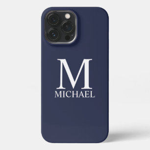Navy Blue Personalized Monogram and Name iPhone 13 Pro Max Case