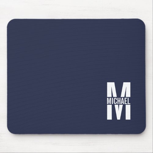 Navy Blue Personalized Monogram and Name Mouse Pad