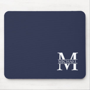 Navy Blue Personalized Monogram and Name Mouse Pad