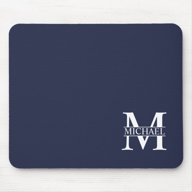 Navy Blue Personalized Monogram and Name Mouse Pad (Front)