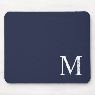 Navy Blue Personalized Monogram and Name Mouse Pad