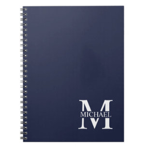 Navy Blue Personalized Monogram and Name Notebook