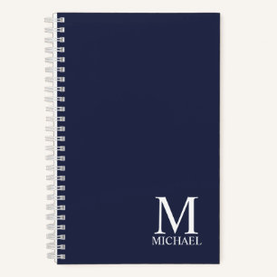 Navy Blue Personalized Monogram and Name Notebook