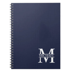 Navy Blue Personalized Monogram and Name Notebook