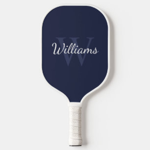 Navy Blue Personalized Monogram and Name Pickleball Paddle
