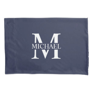 Navy Blue Personalized Monogram and Name Pillow Case