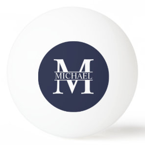 Navy Blue Personalized Monogram and Name Ping Pong Ball