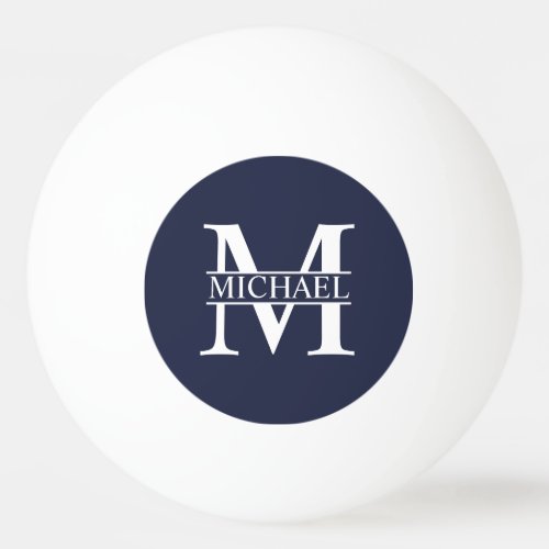 Navy Blue Personalized Monogram and Name Ping Pong Ball