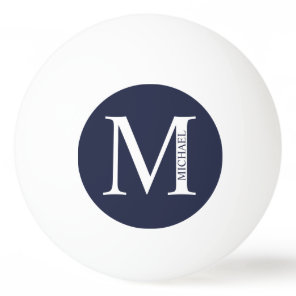 Navy Blue Personalized Monogram and Name Ping Pong Ball