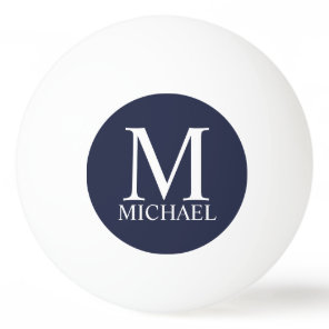 Navy Blue Personalized Monogram and Name Ping Pong Ball
