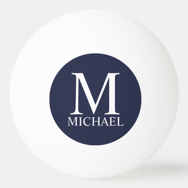 Navy Blue Personalized Monogram and Name Ping Pong Ball (Front)