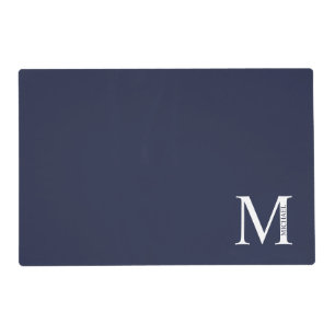 Navy Blue Personalized Monogram and Name Placemat