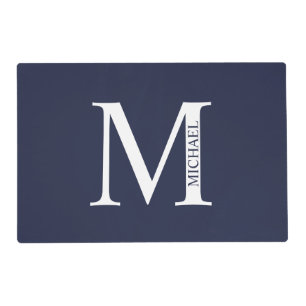 Navy Blue Personalized Monogram and Name Placemat