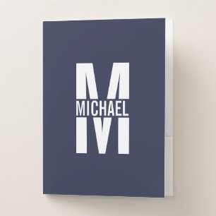 Navy Blue Personalized Monogram and Name Pocket Folder