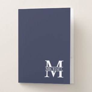 Navy Blue Personalized Monogram and Name Pocket Folder