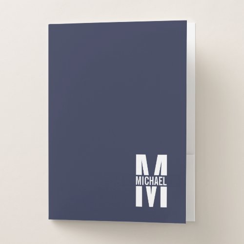 Navy Blue Personalized Monogram and Name Pocket Folder