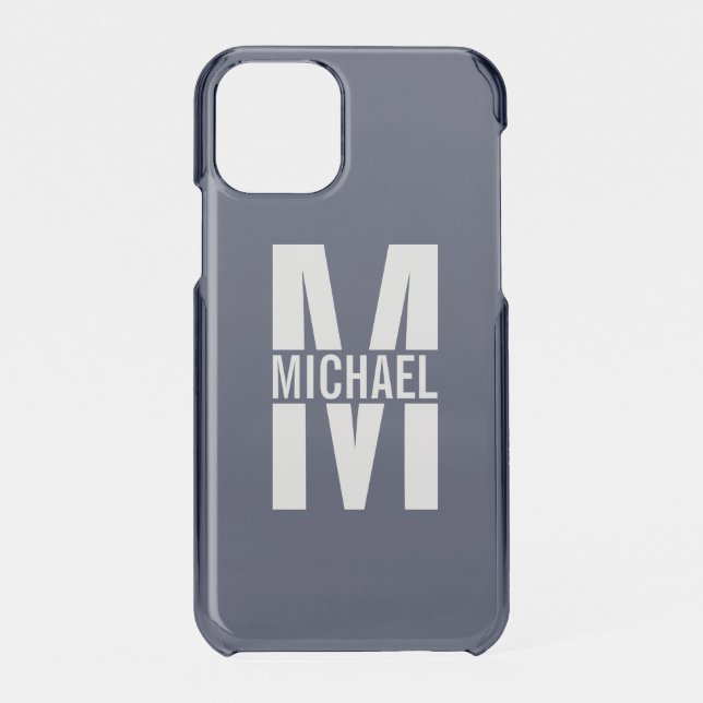 Navy Blue Personalized Monogram and Name Uncommon iPhone Case (Back)