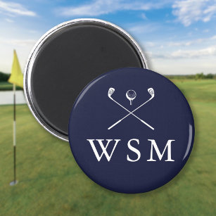 Navy Blue Personalized Monogram Golf Clubs Magnet