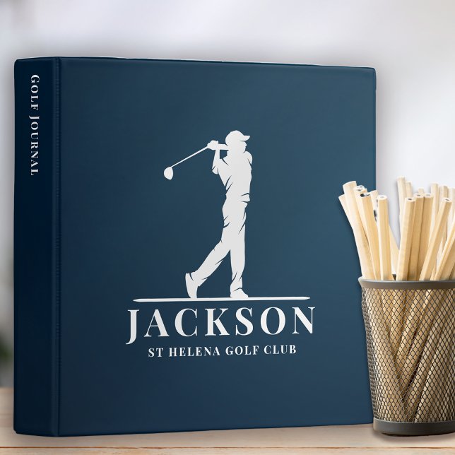 Navy Blue Personalized Monogram Golf Journal 3 Ring Binder (Creator Uploaded)