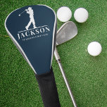 Navy Blue Personalized Monogram Golf Swing Golf Head Cover<br><div class="desc">This design features a golfer swinging a club and has two text fields that you can use to personalize it - perhaps with a name and golf club.</div>