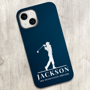 Navy Blue Personalized Monogram Golfer Case-Mate iPhone 14 Case