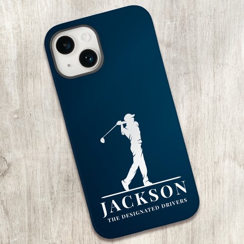 Navy Blue Personalized Monogram Golfer Case_Mate iPhone 14 Case