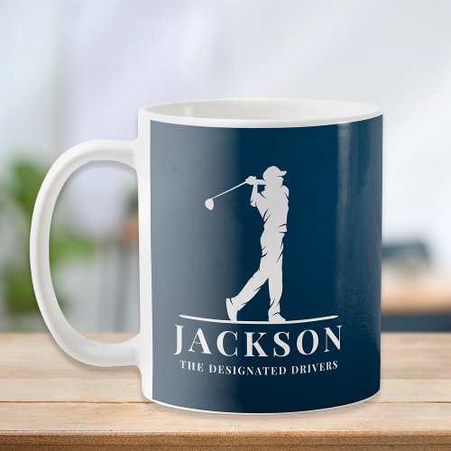 Navy Blue Personalized Monogram Golfer Coffee Mug