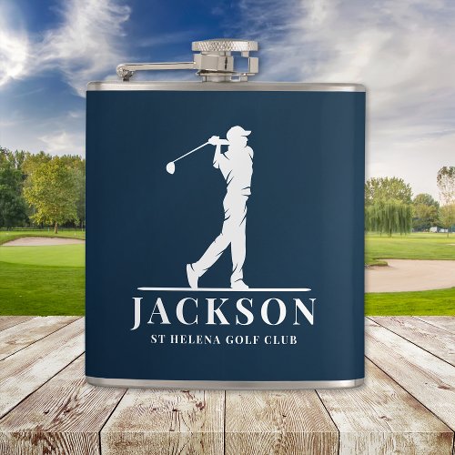 Navy Blue Personalized Monogram Golfer Flask