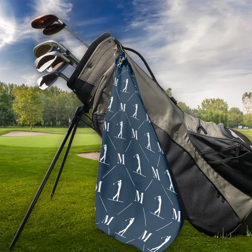 Navy Blue Personalized Monogram Golfer Golf Towel