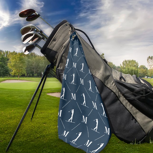 Navy Blue Personalized Monogram Golfer Golf Towel (Creator Uploaded)