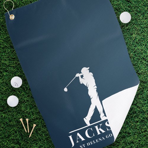Navy Blue Personalized Monogram Golfer Golf Towel