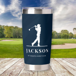 Navy Blue Personalized Monogram Golfer Insulated Tumbler