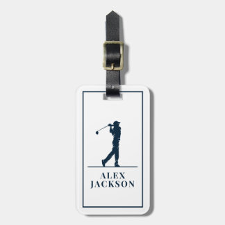 Navy Blue Personalized Monogram Golfer Luggage Tag