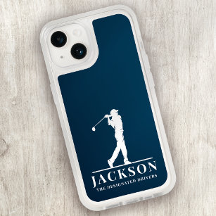 Navy Blue Personalized Monogram Golfer OtterBox iPhone 14 Case