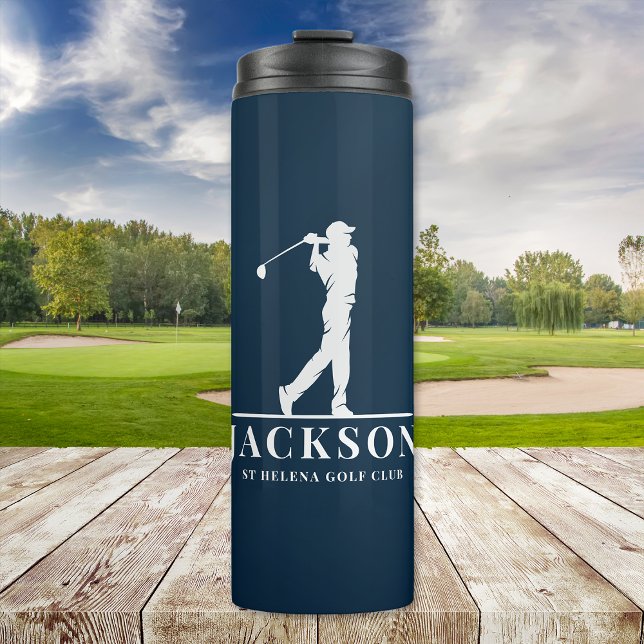Navy Blue Personalized Monogram Golfer Thermal Tumbler (Creator Uploaded)