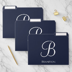 Navy Blue Personalized Name and Monogram File Folder