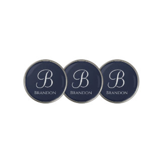 Navy Blue Personalized Name and Monogram Golf Ball Marker