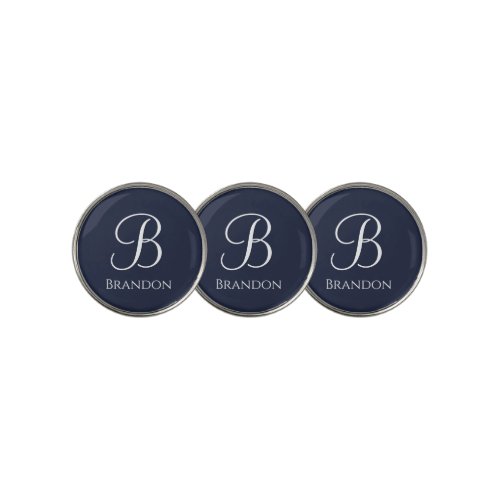 Navy Blue Personalized Name and Monogram Golf Ball Marker