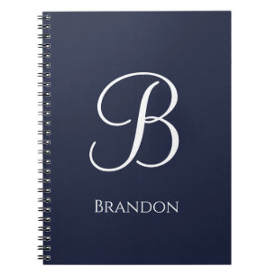 Navy Blue Personalized Name and Monogram Notebook