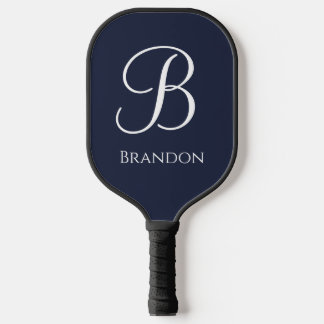 Navy Blue Personalized Name and Monogram Pickleball Paddle