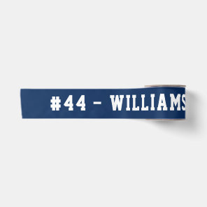 Navy Blue Personalized Name and Number Sports Satin Ribbon