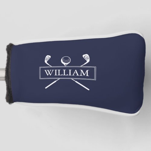 Navy Blue Personalized Name Clubs And Ball Golf Head Cover