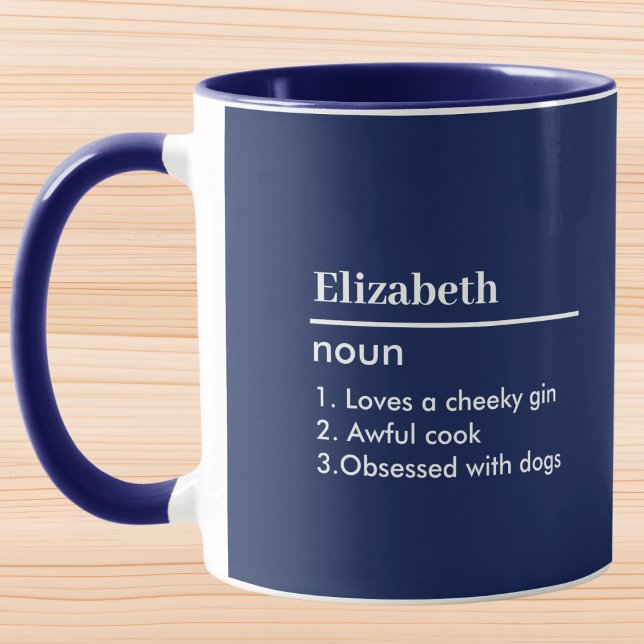Navy Blue Personalized Name Definition Mug (Creator Uploaded)