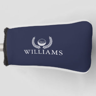 Navy Blue Personalized Name Golf Ball And Wreath Head Cover