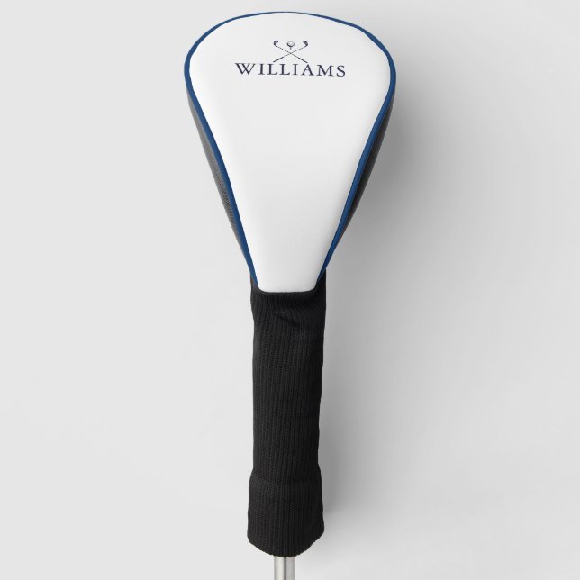 Navy Blue Personalized Name Golf Clubs Head Cover (Front)