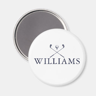 Navy Blue Personalized Name Golf Clubs Magnet